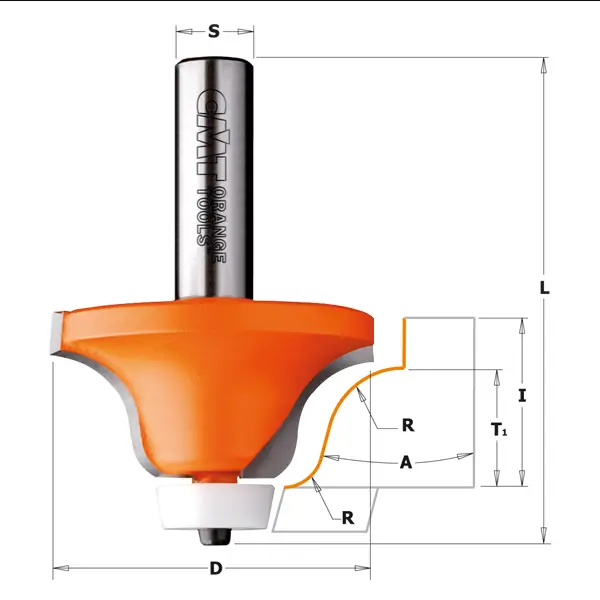 Freze pentru Tesire Profilate pentru Materiale Compozite; 54/25,4 mm; cu rulment