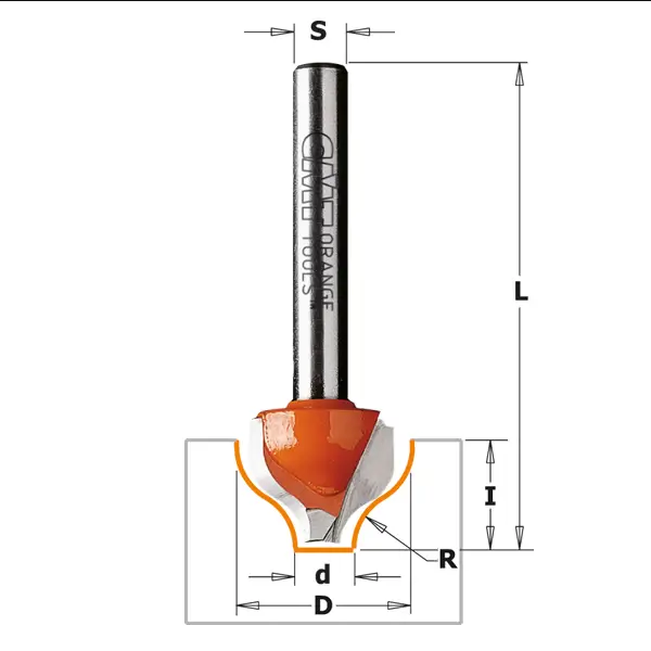 Freza cu raza convexaCMT; S=1/4"; D=19 mm Freza cu raza convexaCMT; S=1/4"; D=19 mm