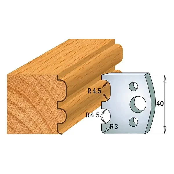 Set cutite freza lemn - Inaltime 40 - 690.007 CMT Italy I - inaltime freza 40 mm