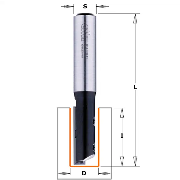 Freza cu taisuri drepte, cu cutite reversibile CMT; S=1/2"; D=12,7 mm
