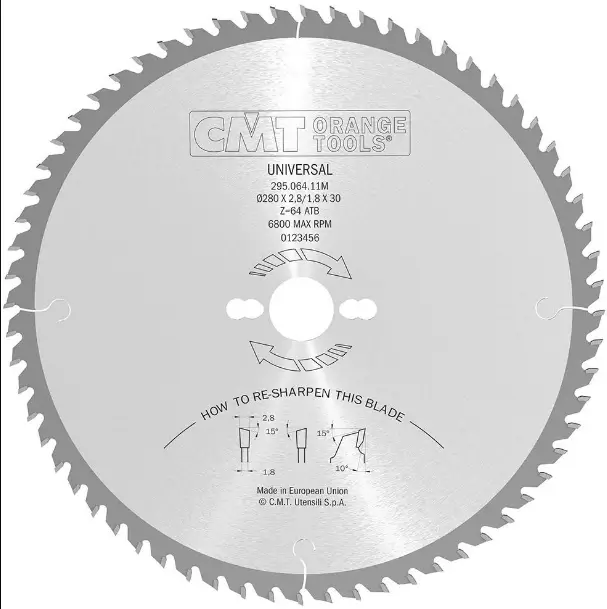 Disc de ferastrau CMT 295; 280x2.8x30; Z64; 10°