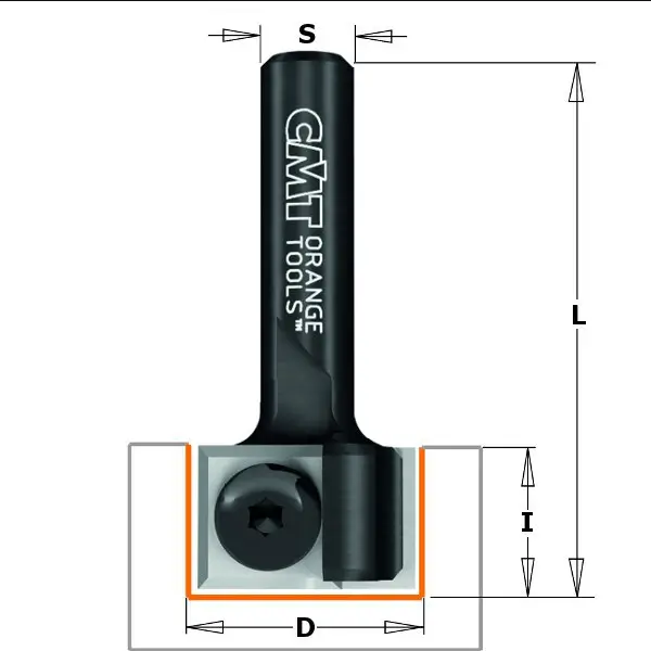 Freza cu taisuri drepte, cu cutite reversibile CMT; S=8 mm; D=19 mm