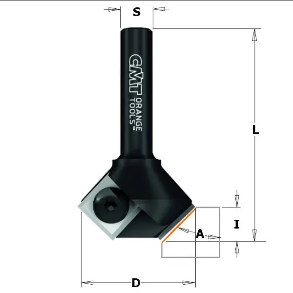 Freza pentru tesit, cu cutite reversibile CMT 658.045.11; 29/8 mm Freza pentru tesit, cu cutite reversibile CMT 658.045.11; 29/8 mm