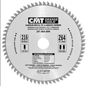 Disc de taiat pentru aluminiu CMT 297; 216x2,8x30; Z64; -6° Disc de taiat pentru aluminiu CMT 297; 216x2,8x30; Z64; -6°