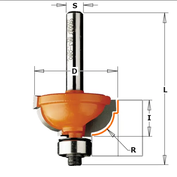 Freza cu raza convexa CMT 863.048.11; 25,4/11,5 mm Freza cu raza convexa CMT 863.048.11; 25,4/11,5 mm