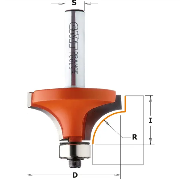 Freza cu raza concava CMT; S=8 mm; D=28,6 mm; cu rulment