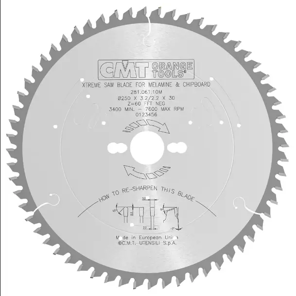 Disc de ferastrau CMT 281; 220x3,2x30; Z63; -3°