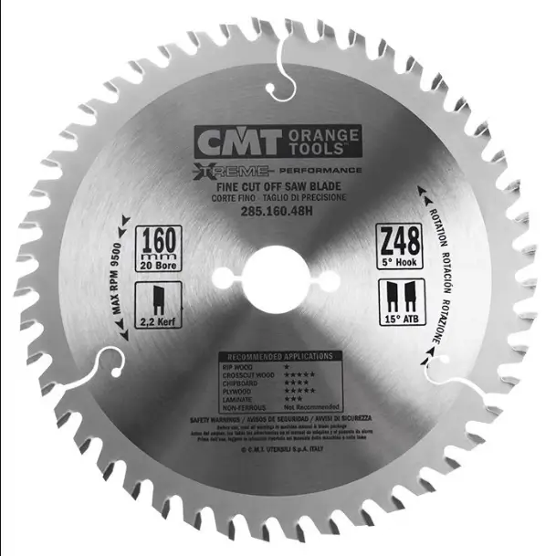 Disc de ferastrau CMT 285; 160x2,2x20; Z48; 5°