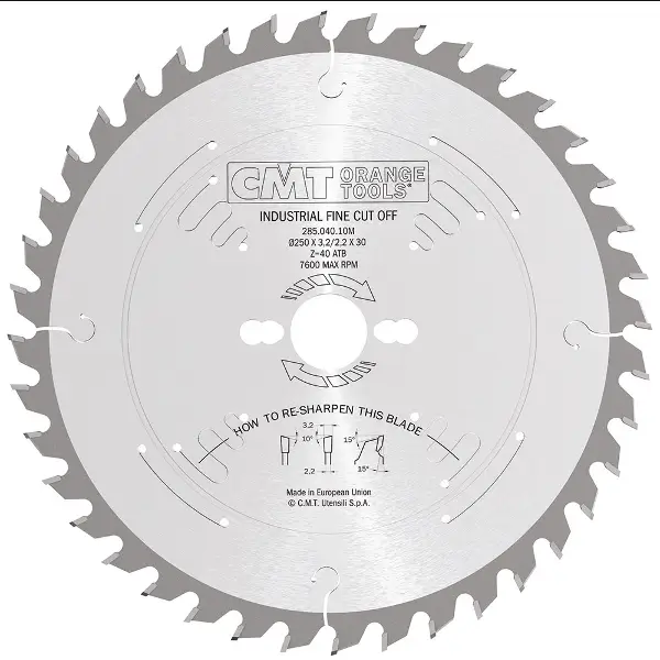 Disc de ferastrau industrial CMT 285 pentru taiere longitudinala si transversala 300x3.2x30 Z72 10 grade