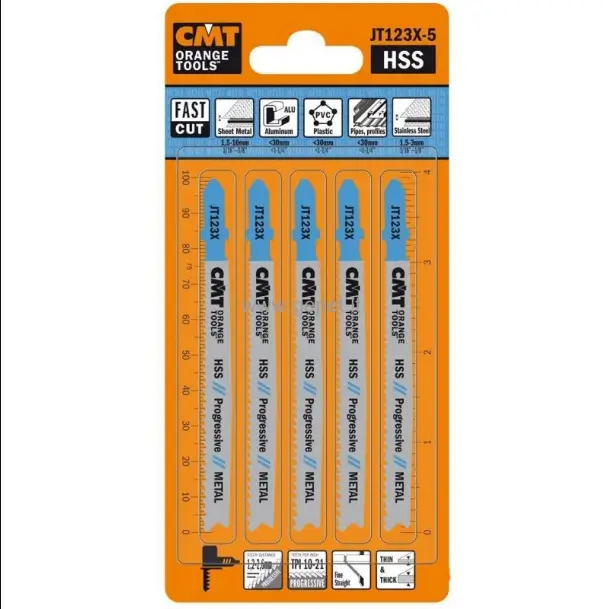Lame de fierastrau pentru taiere dreapta pe tabla, tevi, profile din plastic si aluminiu CMT JT119BO-5; 5 unitati