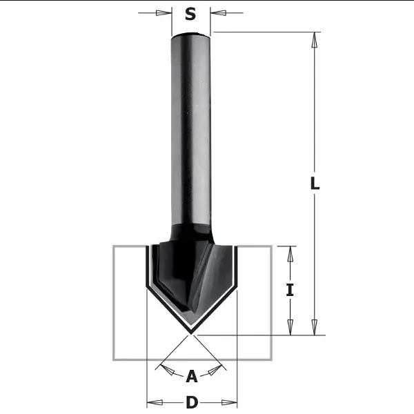 Burghiu de frezat cu canelura in V CMT ; S=8 mm; D=12,7 mm Burghiu de frezat cu canelura in V CMT ; S=8 mm; D=12,7 mm