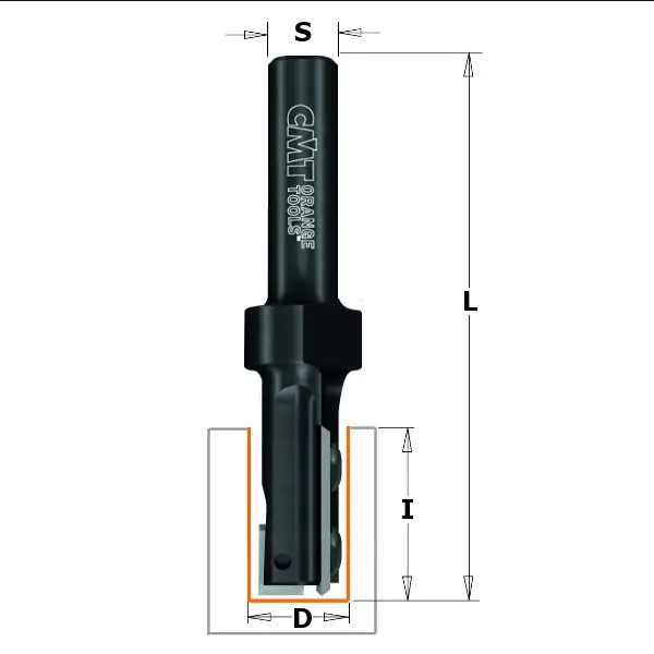 Freza cu taisuri drepte, cu cutite reversibile CMT; S=8 mm; D=16 mm