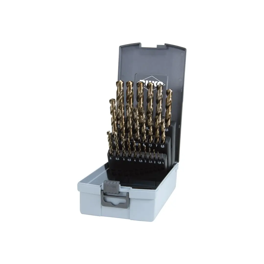 Set de burghie spiralate DIN 338 tip VA, HSSE-Co 5 in cutie de plastic - 25 buc. RUKO Tija(lxl) Cilindrica