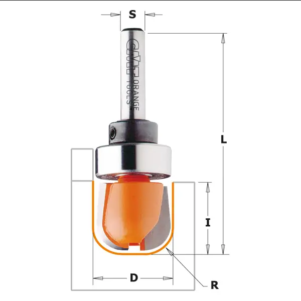 Freza pentru forme convexe S=1/4"; D=19 mm; cu rulment Freza pentru forme convexe S=1/4"; D=19 mm; cu rulment