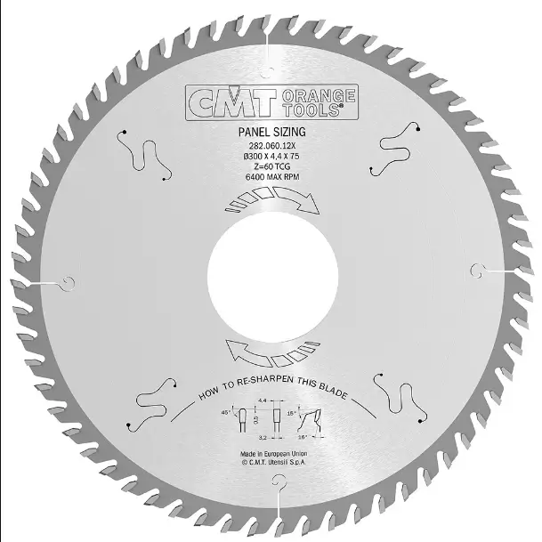 Disc de taiat pentru laminat CMT 282; 380X4,4X60; Z72; 15°