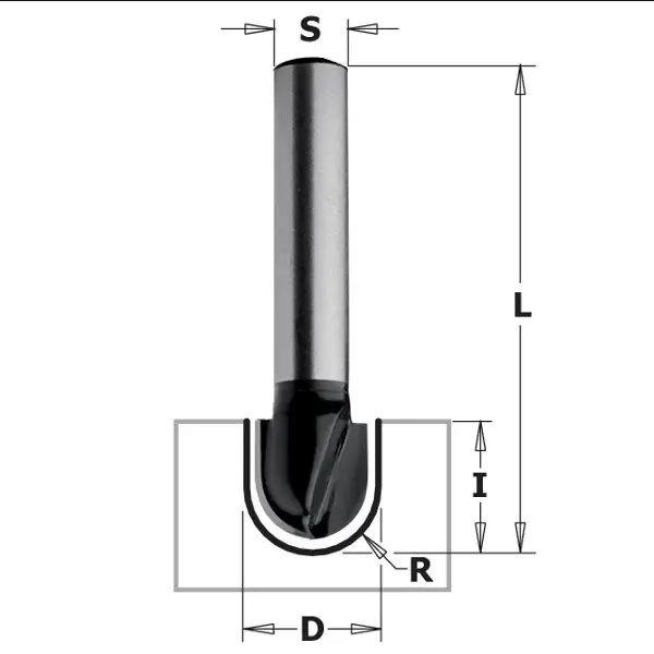Freza cu raza convexa; R=8 mm; D=16 Freza cu raza convexa; R=8 mm; D=16