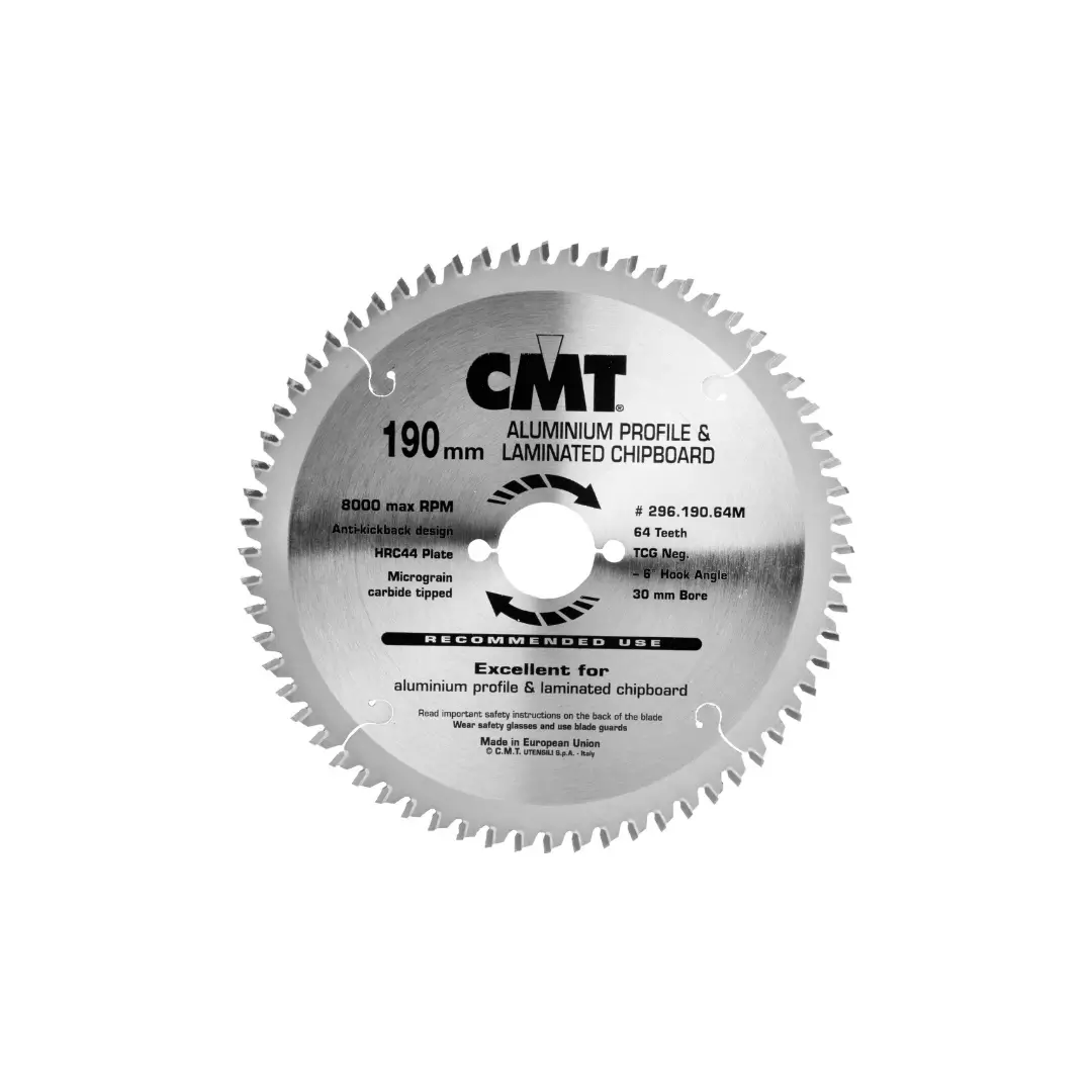 Disc de taiat pentru laminat CMT 296; 190x2,8x30; Z64; -6° Disc de taiat pentru laminat CMT 296; 190x2,8x30; Z64; -6°