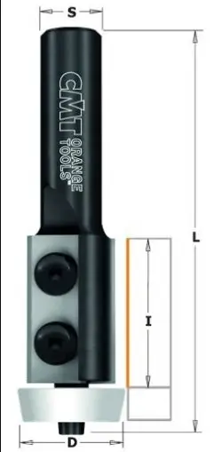 Freze cu cutite intercambiabile si rulment pentru riflare materiale compozite; S=1/2"; D=22 mm Freze cu cutite intercambiabile si rulment pentru riflare materiale compozite; S=1/2"; D=22 mm
