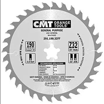 Disc de ferastrau CMT 291; 190x2,6x20; Z32; 10°