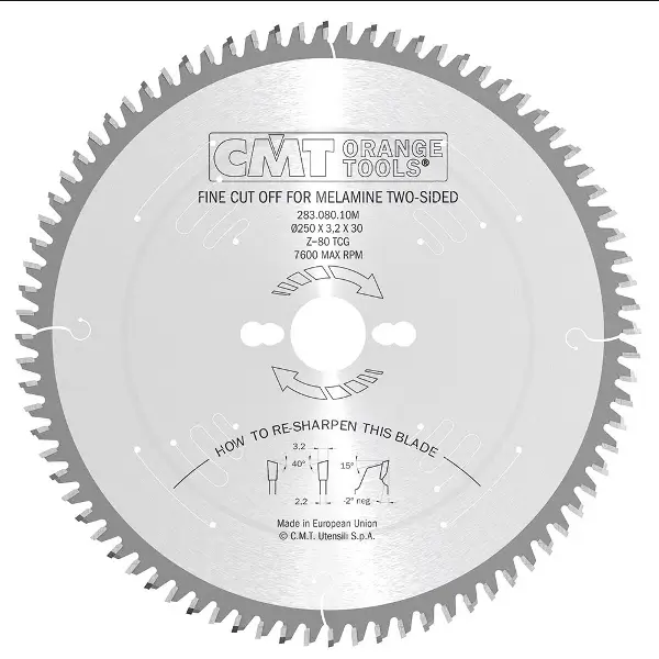 Disc de ferastrau CMT 283; 250x3.2x30; Z80; -2°
